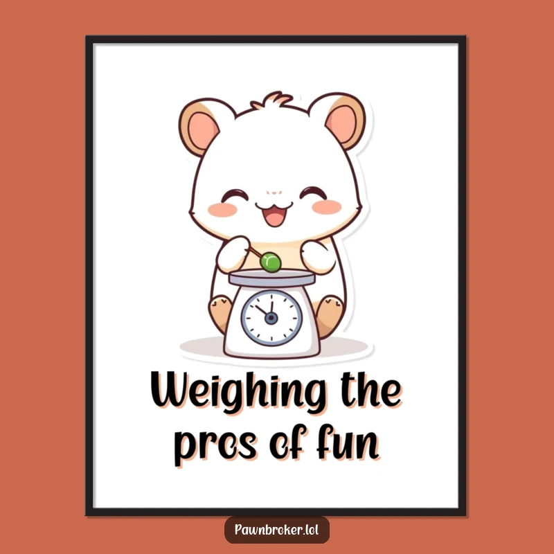 Funny Free Printable Wall Art: Weighing Creature! Balanced Downloadable Decor