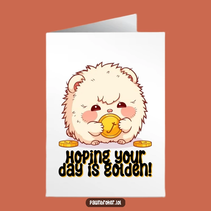 Free Printable Birthday Card: Coin Gazing Creature! Funny Downloadable Humorous Gift