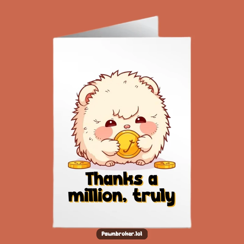 Free Printable Thank You Card: Coin Gazing Creature! Appreciative Downloadable Gift